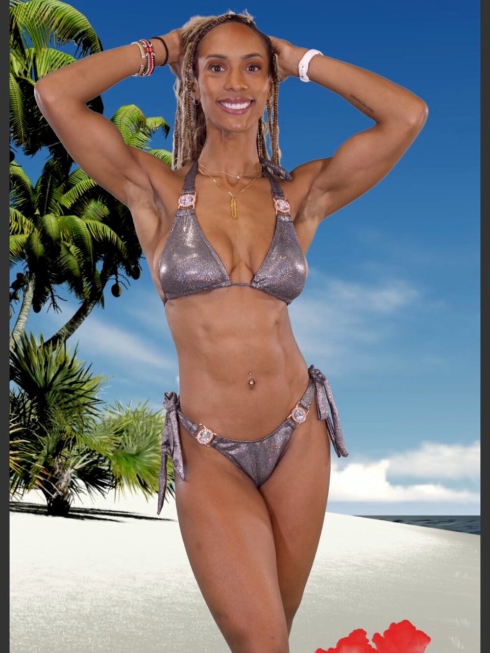 Get'em Proseries Silver Halter Neck Bikini Set